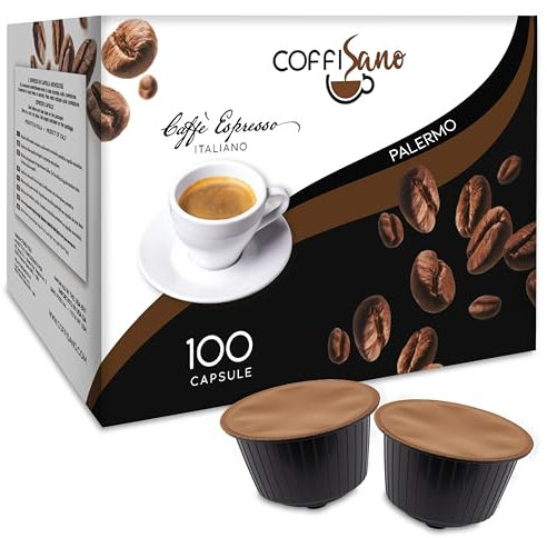 Coffisano 100 Capsule di Caffè compatibili con Dolce Gusto, Miscela Palermo - Espresso Italiano Monodose - Aroma Gusto Deciso (confezione 4 buste da 25 pz.)