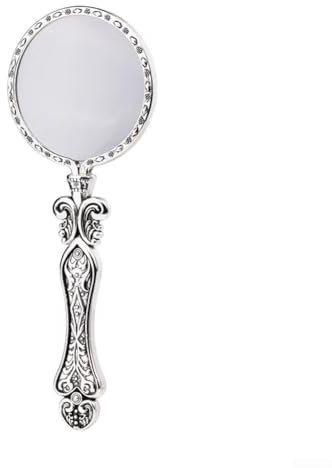 HEIBTENY Vintage-Hand Lupe Zum Nähen, Lese Vergrößerungsspiegel Zum Vergrößern Von Schmuck, Malen, Schnitzen, Kunsthandwerk, Reparieren Kleiner Beschläge, 14,3X1,5 cm(Silver)