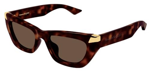 ALEXANDER MCQUEEN Womens AM0440SA-003 53 Woman Recycled Sunglasses, Havana-Havana-Brown