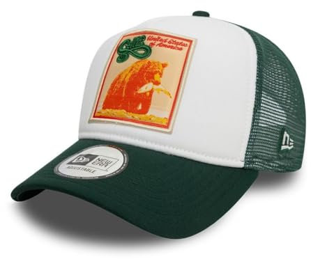 New Era Kalifornien Trucker Cap Bär USA verstellbar Kappe Basecap A-Frame weiß grün - One-Size