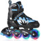 TOMSHOO Rollschuhe, Inliner Roller Skates mit 4 Größen Verstellbar, LED Rädern, Mehrere Größenoptionen, Inlineskates für Kinder Erwachsene Jungen Mädchen, Blau, S
