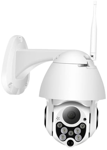 Überwachungskamera Außen Wlan, mit Alarmfunktion für Hof | Kunststoffgehäuse, Weiß, 320° Schwenken, 90° Neigen, 4-fach Digitalzoom, Nachtsicht, 2.0, YCC365, 128 Gb