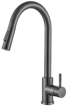 Encimera extraíble de cocina negra con grifo mezclador de agua fría y caliente giratorio de 360 grados(Gray)