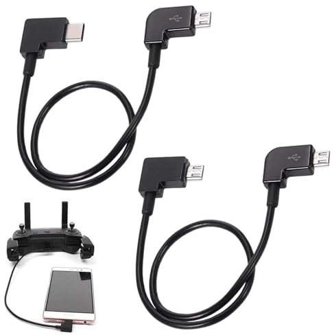 Qtksceadlnce 2Pcs Remote Control Data Cable, 90 Degree Micro USB to Type-C Cable Micro USB to Micro USB Cable Controller Extension Cord compatible with Mavic Pro Platinum Mavic Pro RC Accessories