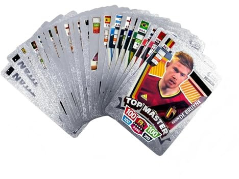 Rcxnm 55 carte collezionabili di calcio mondiale, gioco di carte (argento)