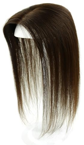 Larafona Hair Menschliche Haar Toppers Silk Base für Haarausfall 9x14cm Topper Für Frauen Echthaar Haarverlängerungen Dunkelbraun 2# 16/40cm Hair