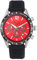 Ravel Pro - Runde Edelstahl-Chronographenuhr mit Datum - 100m Wasserdicht - Japanischer Analogquarz - RPR-002M - Schwarzes Silikonarmband/Rotes Zifferblatt