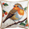WallustrioaW Vogel auf Ast Kreuzstichkissen Kreuzstichpackung,Rotkehlchen,Stickpackung,Kreuzstichkissen vorgedruckt,45x45cm,Sticksets Für Erwachsene,Anfänger