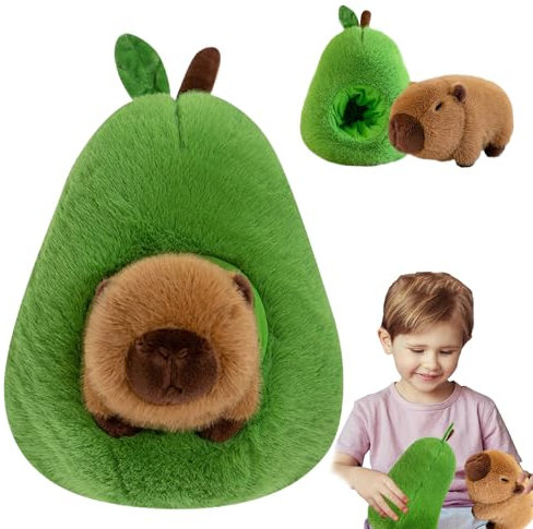 Celiodd Capybara Kuscheltier,Capybara Kissen, 35 cm Avocado Kuscheltier,Angenehme Haptik,Abnehmbare Kopfbedeckung,Heimdekoration,Kindergeburtstagsgeschenk
