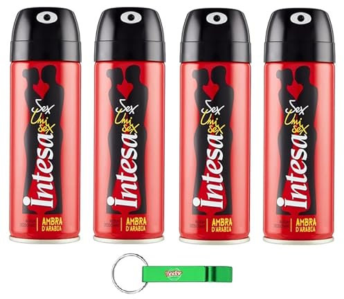 4x Intesa Deodorante Sex Unisex Ambra d'Arabia - Deodorant Deo Spray 125ml + Beni Culinari Kostenloser Schlüsselanhänger