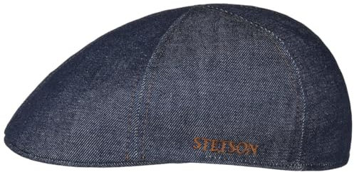 Stetson Texas Pure Denim Flatcap Schirmmütze Baumwolle Made in EU Sommer Denim-dunkelblau XL (60-61 cm)