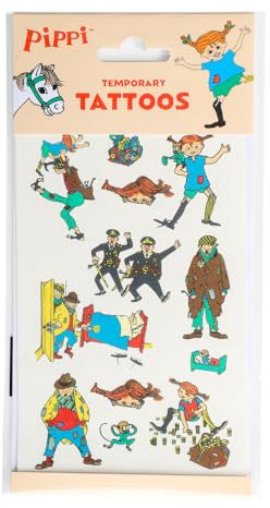 12 Tattoos * PIPPI 2 * für Kinder zum Kindergeburtstag und Party | 1 Bogen mit 12x Tattoo | Mitgebsel Basteln Verkleiden Sticker Kinder Geburtstag Astrid Lindgren