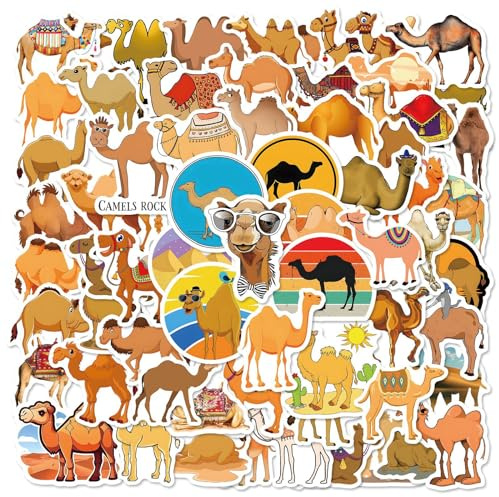 50 Stücke Kamel Aufkleber für Laptop Scrapbook Skateboard Helm Computer Auto Gepäck Wasserflaschen Koffer,Cartoons Tiere Wasserdicht Aufkleber für Erwachsene Jungen Jugendliche Kinder