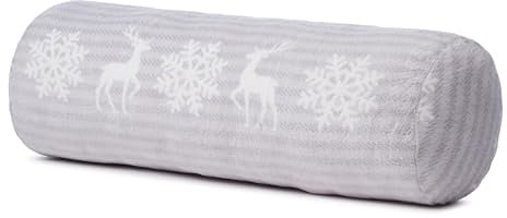 Gözze - Kissenrolle Scandic, Nackenrolle mit winterlichem Rentier-Design, Dekorative Rolle aus Mikrofaser, 60 x 20 cm - Creme
