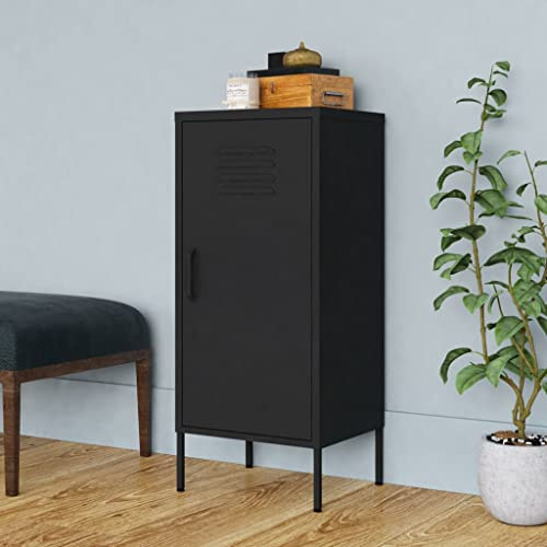QJBSAVVA Stahlschrank Schwarz 42,5 x 35 x 101,5 cm mit 2 höhenverstellbaren Regalen Robustes Lagermöbel für Wohnzimmer Küche und Büro