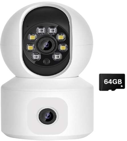 Harewtwy Caméra IP WiFi 8MP avec Double Objectif pour Babyphone, Vision Nocturne Couleur, Suivi Automatique des Humains