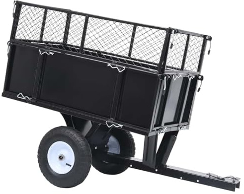 Emmtore Carro Remolque Inclinable Cortacésped Jardín Carrito Basculante Transporte Turba Estiércol Tractor Cortacésped Estándar Carga de 150 kg