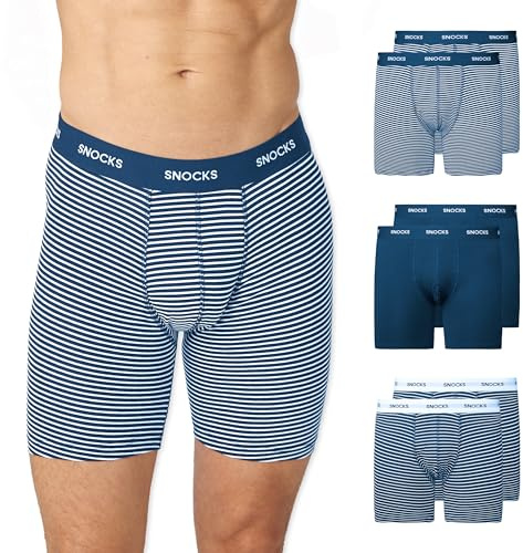 Snocks Lange Boxershorts Herren aus Bio-Baumwolle (6er Pack)