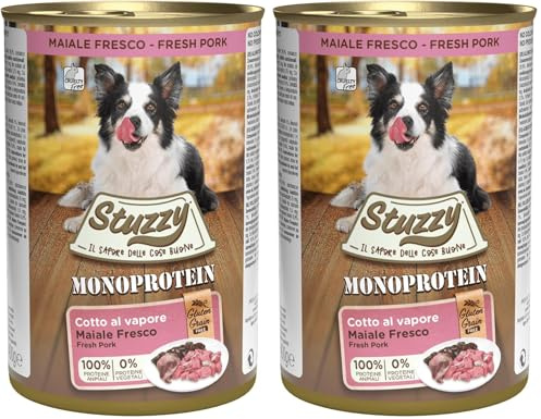 Stuzzy Dog Monoprotein Schwein, Hundefutter nass, 6 Dosen x 400 g, 2.4 kg (Packung mit 2)