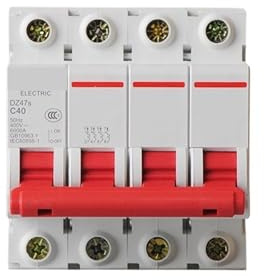 Mini disjoncteur Type D DZ47 4P 10A 16A 20A 25A 32A 40A 50A 63A 80A 100A 125A, 1 pièce(20A)