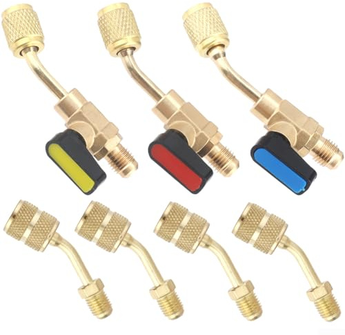 Valvola a sfera in rame per kit di manutenzione HVAC, kit adattatore R410A con connettore svasato SAE, per valvola di servizio per raccordo R32 R22, strumento per condizionamento d'aria RV