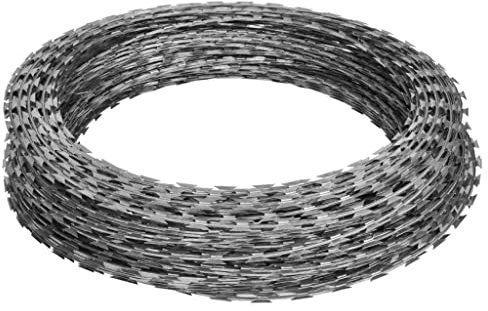 Ziaphsol 2 pezzi di filo spinato Concertina in acciaio zincato, 60 m allungato, 17 fino a 20 m arrotolato, rotolo da 30 cm, per recinzione da giardino e sicurezza esterna