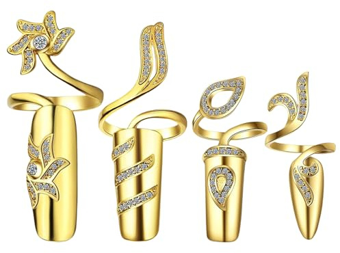 4pcs Adjustable Gold/Silver Tone Knuckles Rings for Fashionable Women Everyday Wear Fingertip Covers Adjustable Knuckles