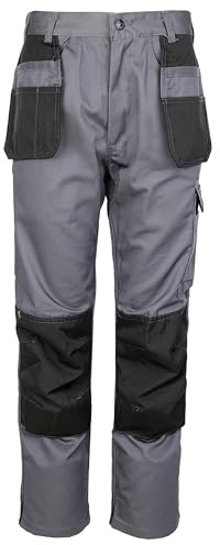 TuffStuff Mens 710 Excel Contrast Work Trousers, Grey, 34W Long UK