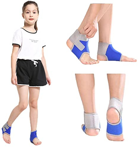 Children's Ankle Support Boys Girls Sport Ankle Brace Lightweight Adjustable Ankle Guard Strap Breathable Ankles Guard Protector for Spains Arthritis Running Cycling Football Skating(UK1-3, Black)