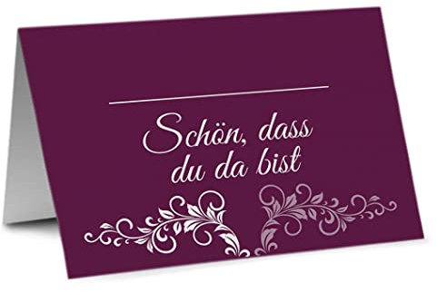 Partycards Tischkarten Geburtstag, Tischkarten Hochzeit, Tischdeko Hochzeit, Hochzeitsdeko Tisch - 50 Stück, Namensschilder, DIN A7, Platzkarten Kommunion, Namenskarten Konfirmation, Taufe
