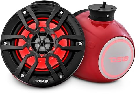 DS18 NXL-PS6R Mini 6.5 Boat Marine Pod Speakers 600 Watts RGB LED Jetski ATV UTV Red