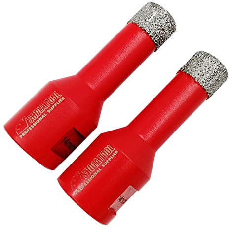 SHDIATOOL Forets Diamant 2 Pièces 14mm Trépans de Forage avec Filetage M14 pour Perçage à sec en Porcelaine Carrelage Granit Marbre