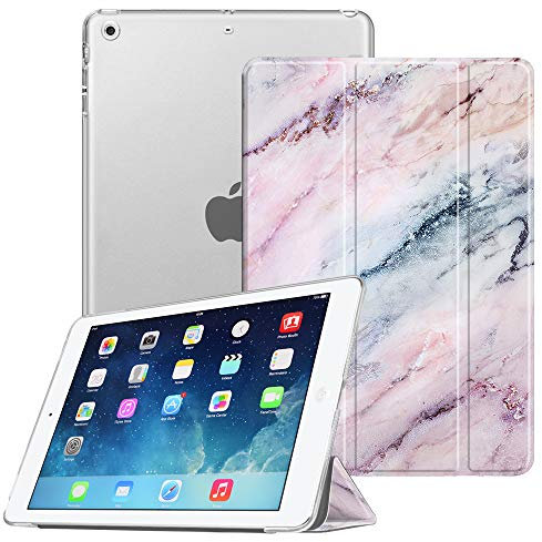 Fintie Hülle für iPad Air 2 (2014 Modell) / iPad Air (2013 Modell) - Ultradünne Superleicht Schutzhülle mit Transparenter Rückseite Abdeckung mit Auto Schlaf/Wach Funktion, Marmor Rosa