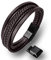 HOOF | Herren Armband Echt-Leder | Armreif geflochten | Magnetverschluss Edelstahl | Edle Box Schmuckschachtel Etui| Geschenkidee Männer, Freunde, Wikinger, Vater, Partner B1(Braun, 24cm - 25 cm