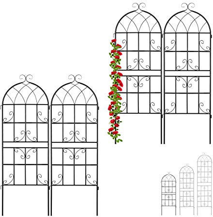 Relaxdays 4 x Rankgitter Metall, zum Stecken, Rankhilfe für Kletterpflanzen, Blumengitter 150 x 50 cm, Spalier Garten, schwarz
