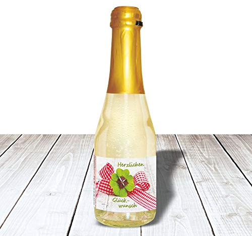 Piccolo Liebe Grüße - Herzlichen Glückwunsch - Beerenperlwein | 0,2 l Sekt halbtrocken | prickelnd freischer Fruchtsecco Perlwein aus weißen Beeren