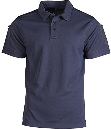 Mil-Tec Tactical Quick Dry Poloshirt Herren • Kurzarm Polo mit Klettfläche & Ärmeltaschen • Atmungsaktives & schnelltrocknendes Funktionsshirt • T-Shirt für Freizeit, Einsatz, Arbeit • Dunkelblau, L