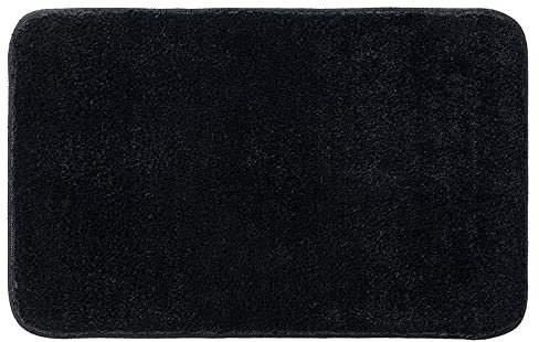 MIULEE Teppich Badematte Badezimmerteppich Bettvorleger rutschfest Badteppich Badvorleger Saugfähige Duschvorleger Waschbar Fussmatte für Wohnzimmer Schlafzimmer Badezimmer 50x80 cm Schwarz