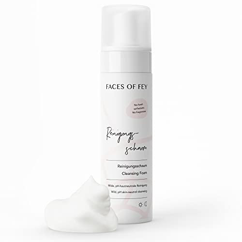 Milde Gesichtsreinigung - Reinigungsschaum fürs Gesicht - Gesichts Reinigung für unreine, fettige & trockene Haut sowie Akne - FACES OF FEY Naturkosmetik Face Foam Cleanser - 200ml