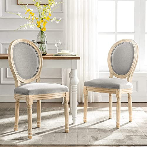 Silla de comedor barroca, sillas de comedor rústicas francesas, silla barroca, diseño barroco, silla acolchada con respaldo redondo de madera, silla de cocina vintage para cocina, comedor, juego de 2