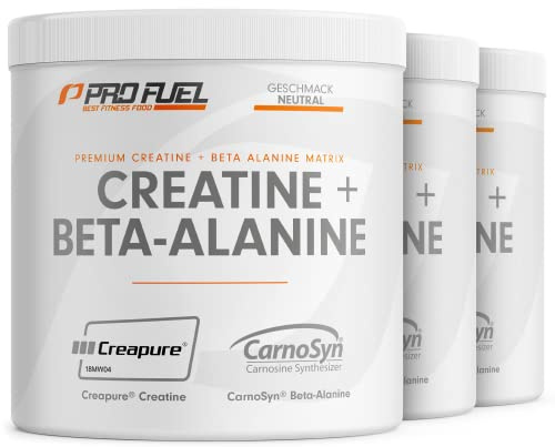 Creatin Monohydrat + Beta-Alanin 3x300g - Premium Creapure® Creatin 5g + CarnoSyn® Beta-Alanin 5g pro Portion - ultra hochdosiert für Kraftsport & Bodybuilding – Made in Germany - geschmacksneutral