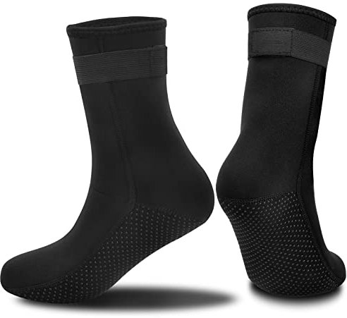 Calzini in Neoprene, 3mm Calze da Acqua in Neoprene, Antiscivolo Immersione Calzini in Acqua, Impermeabili Alzini Nuoto Stivali con Cinghie Per Surf Vela Immersioni Snorkeling Sport acquatici (M)