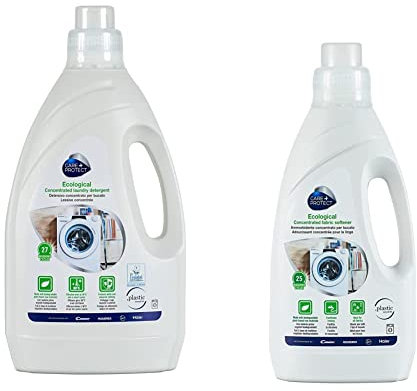 CARE+ PROTECT ECOLOGICAL BUNDLE MACHINE À LAVER - Lessive écologique, pour Lave-Linge Main, concentrée, écolabel et Produits biodégradables, Hypoallergénique, sans Colorants ni Phosphates, 1,5 l