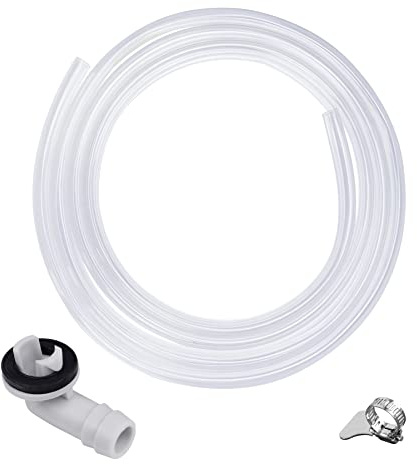 Flehomo Air Conditioner Drain Kit, 6 Feet PVC Clear Vinyl Tubing & Clamps & 3/5 Inch AC Drain Hose Connector Elbow Fitting with Rubber Ring for Mini Split Units and Window AC Unit