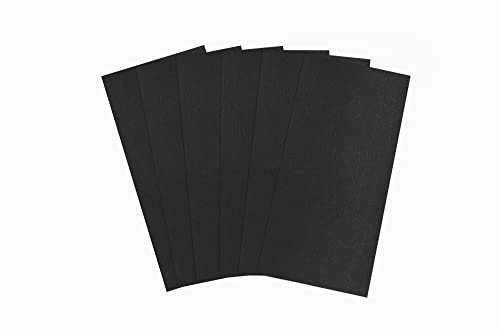 Brandalo® veganes Leder - waschbares Papier - 6 Bögen 10x21cm bei 0,55mm Dicke - Waschpapier - Lederpapier - Handmade Label gestalten - DIY zum nähen, basteln, plotten, Bedrucken UVM. - Schwarz