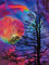 OWN4B Kreuzstich-Set, geprägt, Mondnacht, Baum, gedrucktes Muster, 11 CT, 36,1 x 46 cm, DIY-Stickset (Nacht)
