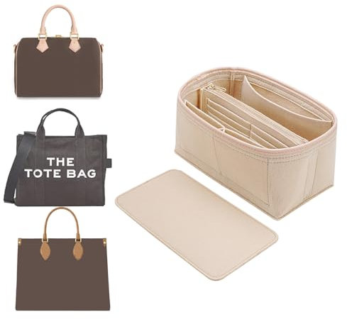 LOUKAYCCI Geldbörsen-Organizer und Basisformer, passend für Speedy 25 & Neverfull PM, Goyards, MK, Longchamps mehr, Filztaschen-Organizer-Einsatz für Handtaschen mit Metall-Reißverschluss [Tasche in