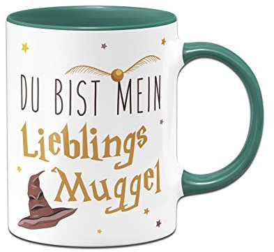 Tassenbrennerei Tasse mit Spruch Du bist mein Lieblings Muggel - Kaffeetasse lustig als Geschenk für Freunde oder Freundin - Fantasy (Dunkelgrün)