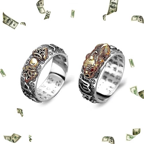 choice of all Pixiu Ring Feng Shui Ring für Damen und Herren, buddhistisches Herz, Sutra-Ring, Öffnung, verstellbares Mantra-Amulett, Schutz, Reichtum, Glücksring, Geschenk für Männer, Sutra-Ring,