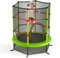 GYMAX Trampoline Extérieur Enfants ∅165CM avec Filet de Sécurité, Conception sans Couture Entre Filet et Tapis, 6 Poteaux Recouvert de Mousse, Cadre en Acier, Charge Max 135KG (Vert)